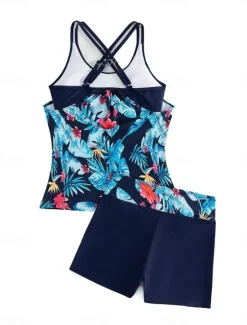 Online Women's Swimsuits One Piece Monokini Swimsuit Backless Tummy Control High Waist Slim Vacation Beach Wear Floral Stripe Halter Neck Sleeveless Bathing Suits Women Tankinis