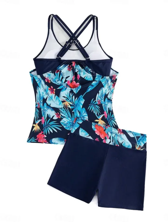 Online Women's Swimsuits One Piece Monokini Swimsuit Backless Tummy Control High Waist Slim Vacation Beach Wear Floral Stripe Halter Neck Sleeveless Bathing Suits Women Tankinis