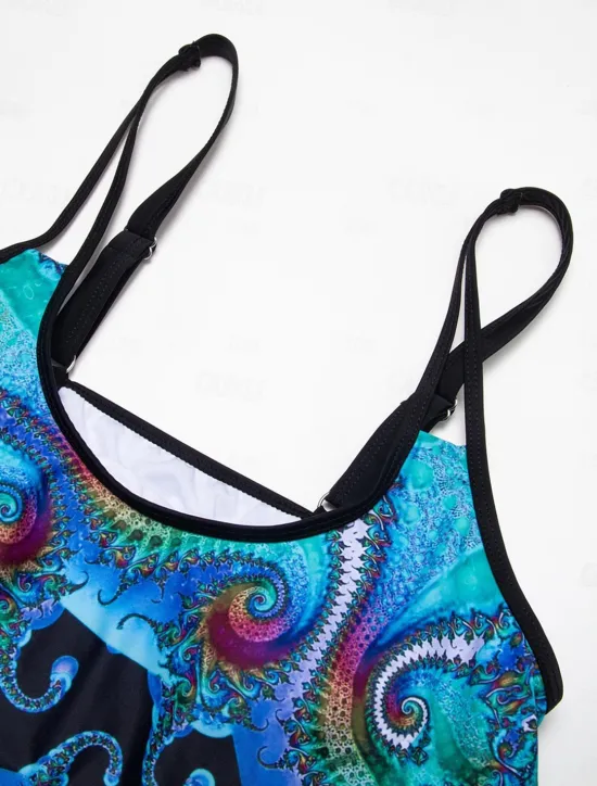 Women's Swimsuits Tankini 2 Piece Shorts Swimsuit 2 Piece Printing Vacation Beach Wear Graphic Sleeveless Bathing Suits Women Tankinis