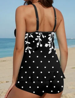 New Women's Swimsuits Tankini 2 Piece Swimsuit Vacation Floral Dot Sleeveless Bathing Suits Women Tankinis