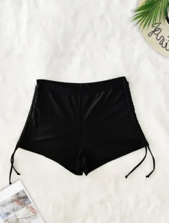 Best Women's Swimwear 2 Piece Boy Leg Swimsuit Backless Drawstring Tummy Control High Waist Slim Vacation Beach Wear Graphic Halter Neck Sleeveless Bathing Suits Women Tankinis