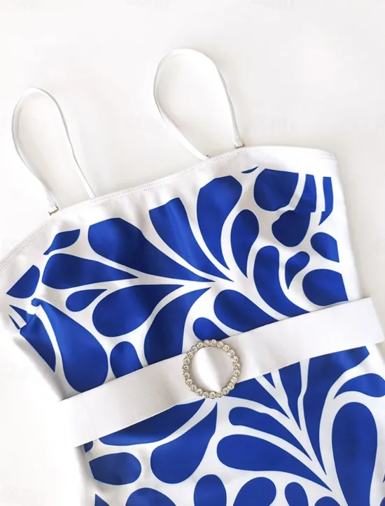 Best Women's Swimwear 2 Piece Monokini Swimsuit Backless Tummy Control High Waist Slim Vacation Beach Wear Floral Scoop Neck Sleeveless Long Sleeve Bathing Suits Women One-Pieces