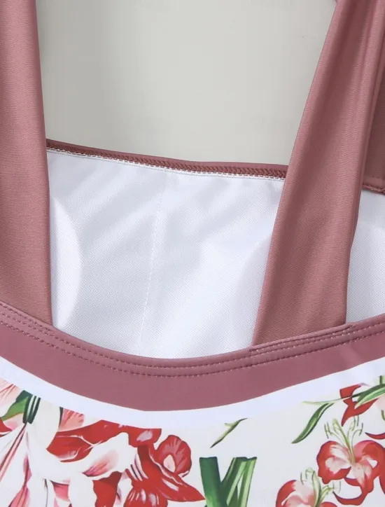 Best Women's Swimwear 2 Piece Monokini Skirt Swimsuit Backless Tummy Control High Waist Slim Vacation Beach Wear Floral Scoop Neck Sleeveless Bathing Suits Women One-Pieces|Spring Swimwear
