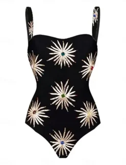 Discount Women's Swimwear 2 Piece Monokini Skirt Swimsuit Backless Tummy Control High Waist Slim Vacation Beach Wear Floral V Neck Sleeveless Bathing Suits Women One-Pieces