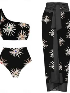 Discount Women's Swimwear 2 Piece Monokini Skirt Swimsuit Backless Tummy Control High Waist Slim Vacation Beach Wear Floral V Neck Sleeveless Bathing Suits Women One-Pieces