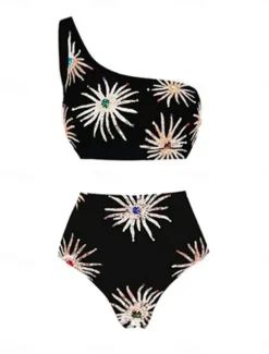 Discount Women's Swimwear 2 Piece Monokini Skirt Swimsuit Backless Tummy Control High Waist Slim Vacation Beach Wear Floral V Neck Sleeveless Bathing Suits Women One-Pieces