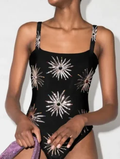 Discount Women's Swimwear 2 Piece Monokini Skirt Swimsuit Backless Tummy Control High Waist Slim Vacation Beach Wear Floral V Neck Sleeveless Bathing Suits Women One-Pieces