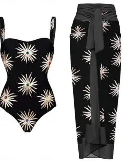 Discount Women's Swimwear 2 Piece Monokini Skirt Swimsuit Backless Tummy Control High Waist Slim Vacation Beach Wear Floral V Neck Sleeveless Bathing Suits Women One-Pieces