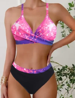 Best Women's Swimwear Bikini 2 Piece Cheeky Swimsuit Backless Slim Vacation Beach Wear Graphic V Neck Sleeveless Bathing Suits Women Bikinis