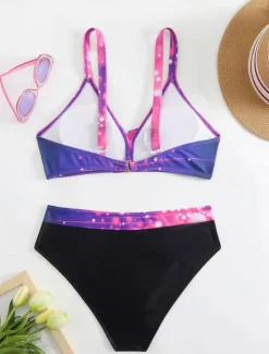 Best Women's Swimwear Bikini 2 Piece Cheeky Swimsuit Backless Slim Vacation Beach Wear Graphic V Neck Sleeveless Bathing Suits Women Bikinis