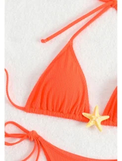 Women's Swimwear Bikini 2 Piece Swimsuit Backless Tropical Beach Wear Plain Halter Neck Sleeveless Bathing Suits Women Bikinis