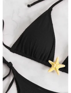 Women's Swimwear Bikini 2 Piece Swimsuit Backless Tropical Beach Wear Plain Halter Neck Sleeveless Bathing Suits Women Bikinis