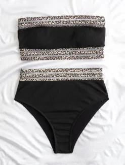 Outlet Women's Swimwear Bikini 2 Piece Briefs Swimsuit Backless Sexy Printing Bandeau Strapless Designer Sexy Leopard Strapless Sleeveless Bathing Suits Women Bikinis