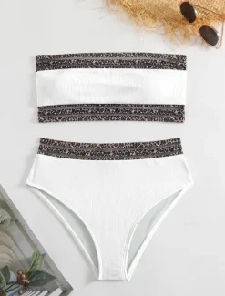 Outlet Women's Swimwear Bikini 2 Piece Briefs Swimsuit Backless Sexy Printing Bandeau Strapless Designer Sexy Leopard Strapless Sleeveless Bathing Suits Women Bikinis