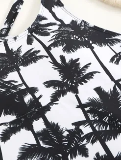 Women's Swimwear Bikini 2 Piece Boy Leg Swimsuit Backless Slim Vacation Beach Wear Graphic U Neck Sleeveless Bathing Suits Women Tankinis|Bikinis