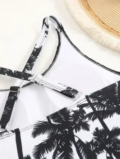 Women's Swimwear Bikini 2 Piece Boy Leg Swimsuit Backless Slim Vacation Beach Wear Graphic U Neck Sleeveless Bathing Suits Women Tankinis|Bikinis