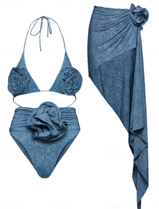 Best Women's Swimwear Bikini 2 Piece Skirt Swimsuit Backless Slim Vacation Beach Wear Solid Color V Neck Sleeveless Bathing Suits Women Swimdresses|Bikinis
