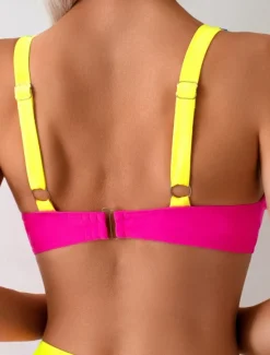 Discount Women's Swimwear Bikini 2 Piece Cheeky Swimsuit Backless Slim Vacation Beach Wear Stripe V Neck Sleeveless Bathing Suits Women Bikinis|Colorful Swimwear