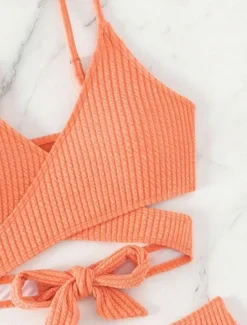 Hot Women's Swimwear Bikini 2 Piece Briefs Swimsuit Backless Slim High Waisted Vacation Beach Wear Solid Color V Neck Sleeveless Bathing Suits Women Bikinis