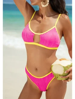 Best Women's Swimwear Bikini 2 Piece Swimsuit Backless Cut Out Tropical Beach Wear Color Block U Neck Sleeveless Bathing Suits Women Bikinis