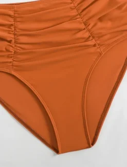 Online Women's Swimwear Bikini 2 Piece Briefs Swimsuit Backless Slim High Waisted Vacation Beach Wear Solid Color V Neck Sleeveless Bathing Suits Women Bikinis