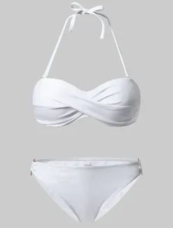 Outlet Women's Swimwear Bikini 2 Piece Cheeky Swimsuit Ruched 2 Piece Open Back Sexy Beach Wear Sexy Plain Pure Color Strapless Sleeveless Bathing Suits Women Bikinis