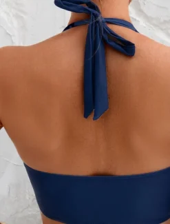 Best Women's Swimwear Bikini Three Piece Skirt Swimsuit Backless Slim Vacation Beach Wear Leaves Halter Neck Sleeveless Bathing Suits Women Bikinis