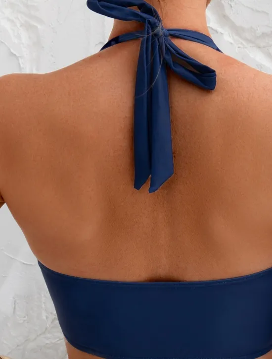 Best Women's Swimwear Bikini Three Piece Skirt Swimsuit Backless Slim Vacation Beach Wear Leaves Halter Neck Sleeveless Bathing Suits Women Bikinis