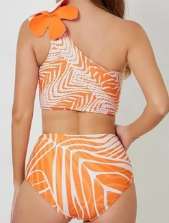 Best Women's Swimwear Bikini Three Piece Briefs Swimsuit Backless Slim Vacation Beach Wear Leaves Halter Neck Sleeveless Bathing Suits Women Bikinis