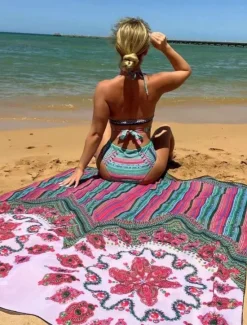 Sale Women's Swimwear Bikini Three Piece Briefs Swimsuit Backless Slim Vacation Beach Wear Geometric V Neck Sleeveless Bathing Suits Women Bikinis