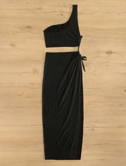 Women's Swimwear Cover Up Swim Dress Swimsuit Cut Out Vacation Beach Wear Solid Color Asymmetric Neck Sleeveless Bathing Suits Women Cover Up