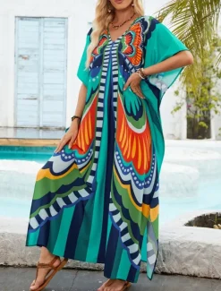New Women's Swimwear Cover Up Swim Dress Swimsuit Vacation Beach Wear Butterfly Long Sleeve Bathing Suits Women Cover Up