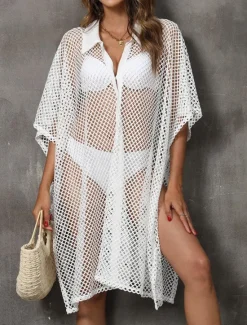 Sale Women's Swimwear Cover Up Swim Dress Swimsuit Cut Out Vacation Beach Wear Plain Long Sleeve Bathing Suits Women Cover Up