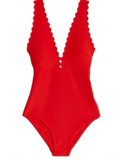 Best Women's Swimwear One Piece Monokini Swimsuit Backless Tummy Control High Waist Slim Vacation Beach Wear Solid Color V Neck Sleeveless Bathing Suits Women One-Pieces