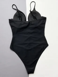 Discount Women's Swimwear One Piece Monokini Swimsuit Mesh Backless Tummy Control High Waist Slim Vacation Beach Wear Solid Color Halter Neck Sleeveless Bathing Suits Women One-Pieces
