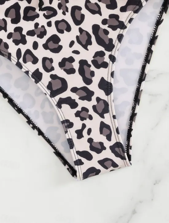 Best Women's Swimwear One Piece Monokini Swimsuit Backless Tummy Control High Waist Slim Vacation Beach Wear V Neck Sleeveless Bathing Suits Women One-Pieces|Leopard Swimwear