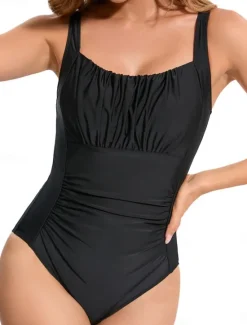 Women's Swimwear One Piece Monokini Swimsuit Backless Tummy Control High Waist Slim Vacation Beach Wear Solid Color Sleeveless Bathing Suits Women One-Pieces