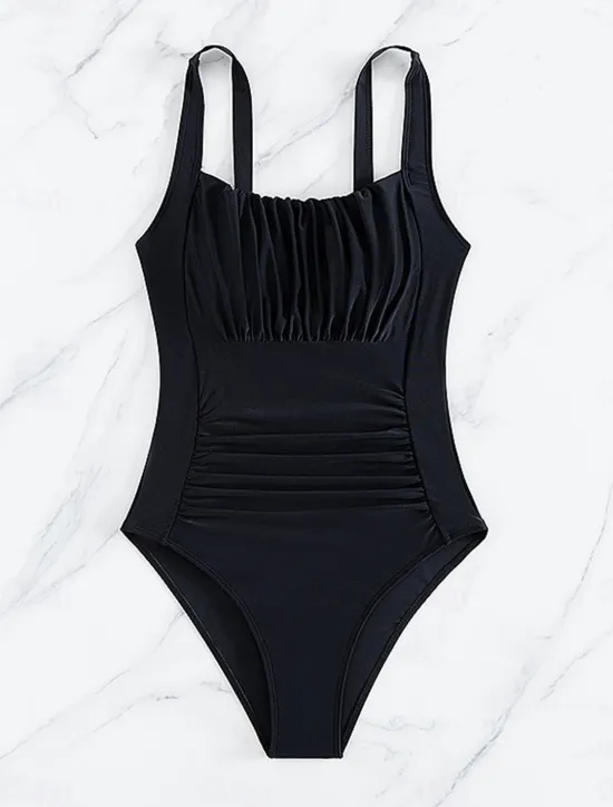 Women's Swimwear One Piece Monokini Swimsuit Backless Tummy Control High Waist Slim Vacation Beach Wear Solid Color Sleeveless Bathing Suits Women One-Pieces