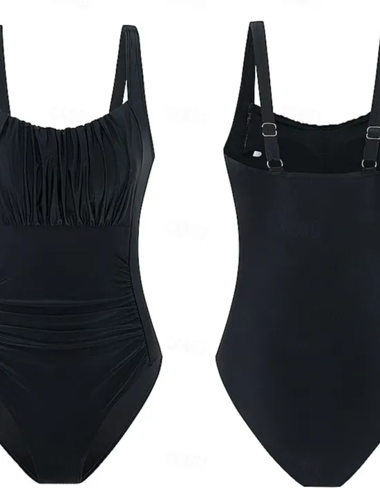 Women's Swimwear One Piece Monokini Swimsuit Backless Tummy Control High Waist Slim Vacation Beach Wear Solid Color Sleeveless Bathing Suits Women One-Pieces