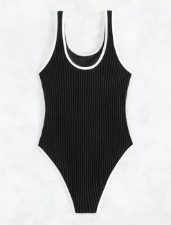 Best Women's Swimwear One Piece Monokini Swimsuit Backless Tummy Control High Waist Slim Vacation Beach Wear Solid Color U Neck Sleeveless Bathing Suits Women One-Pieces