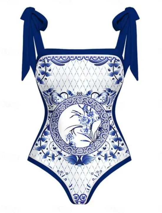 Hot Women's Swimwear One Piece 2 Piece Skirt Swimsuit Backless Tummy Control High Waist Slim Vacation Beach Wear Floral Scoop Neck Sleeveless Bathing Suits Women One-Pieces
