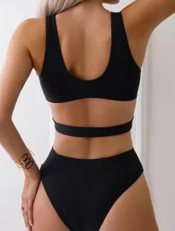 Online Women's Swimwear One Piece Swimsuit Elegant Plain Sleeveless Bathing Suits Women One-Pieces