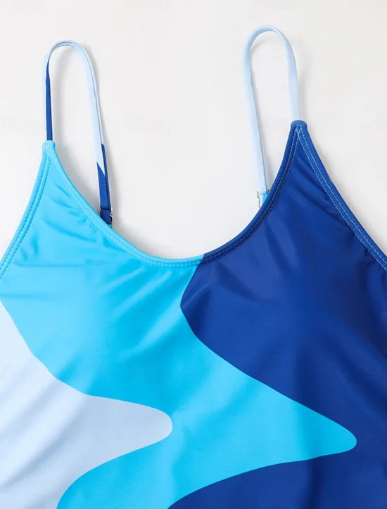 Sale Women's Swimwear One Piece Monokini Swimsuit Backless Tummy Control High Waist Slim Vacation Beach Wear Color Block U Neck Sleeveless Bathing Suits Women One-Pieces