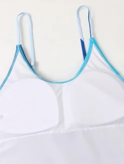 Sale Women's Swimwear One Piece Monokini Swimsuit Backless Tummy Control High Waist Slim Vacation Beach Wear Color Block U Neck Sleeveless Bathing Suits Women One-Pieces