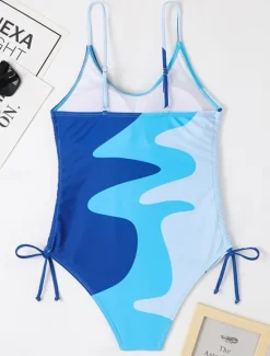 Sale Women's Swimwear One Piece Monokini Swimsuit Backless Tummy Control High Waist Slim Vacation Beach Wear Color Block U Neck Sleeveless Bathing Suits Women One-Pieces