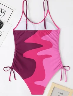Sale Women's Swimwear One Piece Monokini Swimsuit Backless Tummy Control High Waist Slim Vacation Beach Wear Color Block U Neck Sleeveless Bathing Suits Women One-Pieces