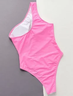 Hot Women's Swimwear One Piece Monokini Swimsuit Backless Glitter Tummy Control High Waist Slim Vacation Beach Wear Solid Color Halter Neck Sleeveless Bathing Suits Women One-Pieces