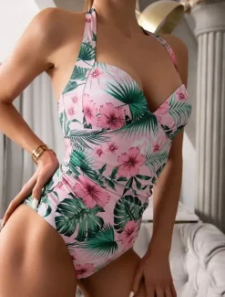 Best Women's Swimwear One Piece Swimsuit Vacation Tropical Floral Graphic Sleeveless Bathing Suits Women One-Pieces