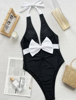 Outlet Women's Swimwear One Piece Monokini Swimsuit Backless Tummy Control High Waist Slim Vacation Beach Wear Graphic Halter Neck Sleeveless Bathing Suits Women One-Pieces