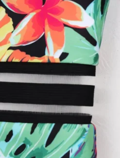 Sale Women's Swimwear One Piece Swimsuit Backless Zipper Vacation Tropical Floral Graphic Halter Neck Sleeveless Bathing Suits Women One-Pieces